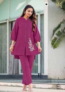 Wholesale Modern Casual Co-Ord Set Handcrafted Viscose Women's Regular Fit All Seasons Parties Indian Pakistani Kurta/<b>Kurti</b> - Product Image 4