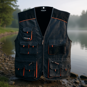 Chaleco de pesca TERRATREND talla 52 gris oscuro/negro/naranja - Product Image 3