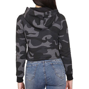 Dernière mode, sweat à capuche court pour femme, hiver, logo personnalisé imprimé sur le devant, streetwear, manches longues, vente en gros d'usine OEM - Product Image 2