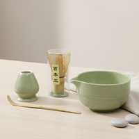 Ensemble de matcha en céramique de haute qualité réutilisable, kit de cérémonie du thé traditionnel, fouet en style Japandi émaillé résistant à la chaleur