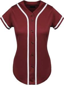 Camiseta de Béisbol MICR@TECH SPORTS para Mujer, Ajustada, con Botones, Manga Corta, Cuello en V, con Ribete, Modelo MTS-20015, Color Personalizado - Product Image 3