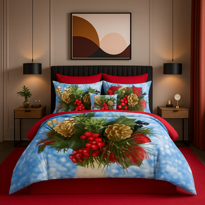 Parure de lit double moderne à imprimé numérique festif de Noël 200x220cm en coton Ranforce pour usage domestique - Product Image 6