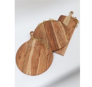 Plateau de service en bois au design unique de taille personnalisée avec poignée en métal Caractéristiques décoratives en acier inoxydable et laiton pour usage domestique - Product Image 2