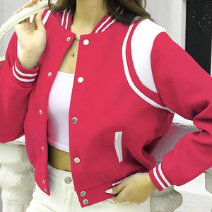 Customized logo Cropped Varsity <b>Jackets</b> <b>Women</b> Custom <b>Women's</b> Varsity <b>Jacket</b> <b>Corduroy</b> Sheep Skin Windproof Breathable Top Selling - Product Image 4