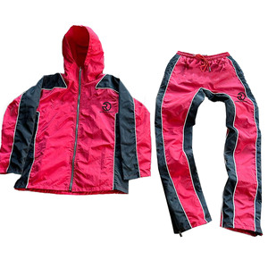 2025 Street Wear Windbreaker Set Hoodies y Sweat Pants Crewneck Jogger Set Zip up Wind Breaker Nylon Chándal para hombres - Product Image 5