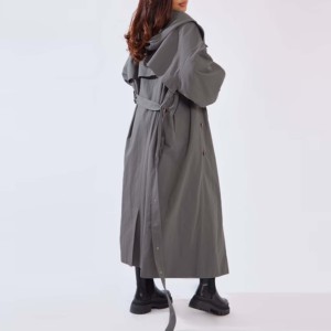Respirant imperméable en gros modeste personnalisé en cuir véritable matelassé Trench hiver grande taille métallique femmes manteaux - Product Image 3