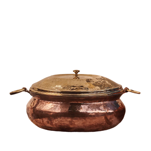 Pot à vaisselle en cuivre pur le plus vendu avec poignée isolée Look de qualité supérieure Design en relief Finition polie Articles utilitaires - Product Image 4