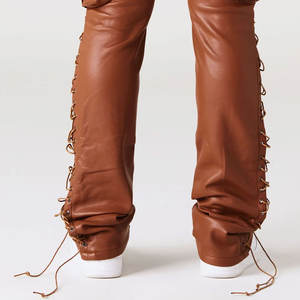 Vente en gros Pantalon empilé en cuir écologique Qualité supérieure Style unique Vêtements de plein air Pantalon empilé en cuir pour homme - Product Image 4