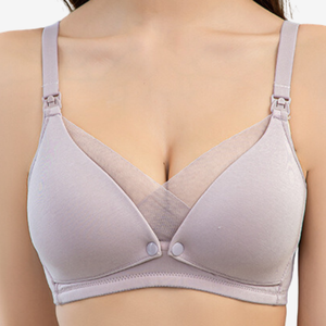 Bmama Ultra-Mince Mûrier Soie Allaitement Soutien-Gorge Double Voie Violet XL Plus Tailles Sans Fil Réglable Allaitement Maternité Alimentation - Product Image 1
