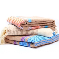 Cheap Turkish Striped Fouta Towel 100% Cotton Quick-Dry Sand Free Eco-Friendly Beach Custom Logo 100x180cm All-Season Free