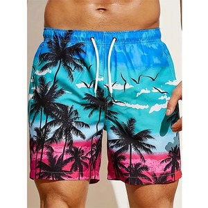 Short de plage graphique feuille de palmier tropical pour hommes plante 3D imprimé Shorts décontracté hawaïen pantalon court surdimensionné maillot de bain - Product Image 3