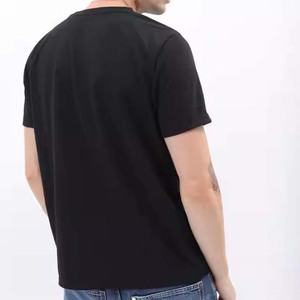 T-shirts pour hommes en coton 100% poids lourd, logo personnalisé, séchage rapide, col doux, coupe régulière, manches courtes, t-shirts à col contrasté, motif de lettres - Product Image 4