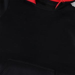 Sweat à capuche d'hiver Delta Black Prep pour homme, 100% coton biologique, polaire, écologique, logo personnalisé, col à capuche rouge, tricot côtelé 300g - Product Image 3