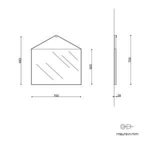 Miroir de salle de bain rectangulaire encadré 70x50 cm avec cadre en cuir noir - Product Image 5