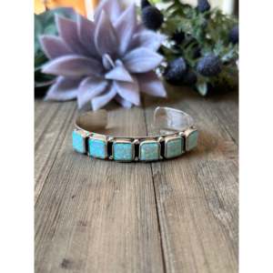 Navajo Made Opal and <b>Sterling</b> <b>Silver</b> <b>Cuff</b> <b>Bracelet</b> - Product Image 1