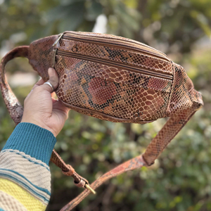 Nouvelle ceinture de voyage tendance en cuir véritable imprimé serpent 2026, avec poche à la taille, sac à main python, facile à transporter, ceinture porte-monnaie multi-usages - Product Image 1