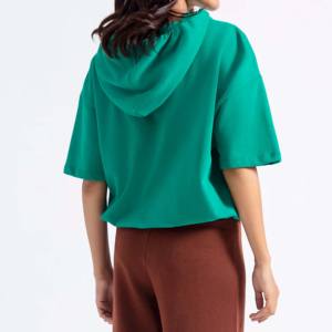 Best Price Women's Plus Size Cotton <b>Crop</b> <b>Top</b> Hoodies Winter Autumn Streetwear with Embroidered Printed Techniques Made Pakistan - Product Image 5