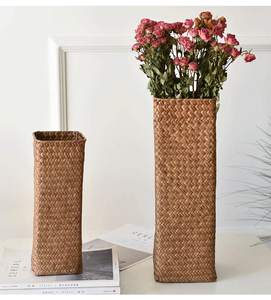 Vase en jonc de mer écologique tissé à la main pour la décoration Vase à fleurs de salon vintage décor en jonc de mer - Product Image 4