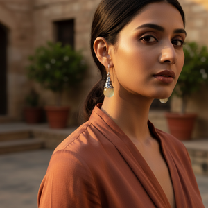 Boucles d'oreilles pendantes en argent 925 avec quartz vert, plaquées or rose, pour mariage, fête, bijoux religieux chrétiens, perle, diamant - Product Image 2