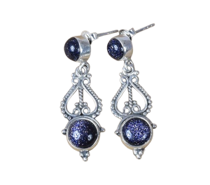 925 Sterling Silver Gemstone Blue Color Sunstone Fashion Boucles d'oreilles Juin Birthstone Stud Boucles d'oreilles Bijoux faits à la main Cadeau pour elle - Product Image 1