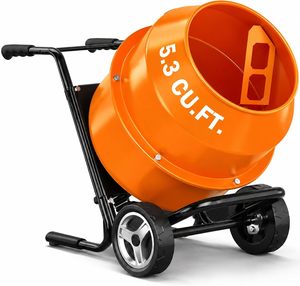Nueva Mezcladora de Cemento, 5.3 Pies Cúbicos Mezcladora de Concreto Portátil de Tambor de 750W 1HP con Ruedas y Soporte de Acero - Product Image 1