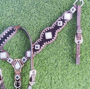 Juegos de tachuelas Western Headstalls con ajuste personalizado con nombre de marca personalizado Western Saddle Headstall Horse Tack Antique Engrave - Product Image 3