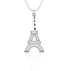 Nuevo Collar con Colgante de Diamante Cultivado en Laboratorio con Certificación IGI, Diseño de Torre Eiffel, Oro Sólido de 14k, para Mujer, a Bajo Precio - Product Image 2