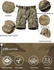 Pantalones cortos Cargo de gran venta 2025 para hombres, tela de tacto suave, múltiples bolsillos, logotipo personalizado, perfecto para pedidos al por mayor - Product Image 5