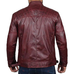 Veste de moto en cuir marron foncé avec poches zippées Veste en cuir d'agneau véritable pour homme décontracté en cuir marron DDP Shipping - Product Image 5