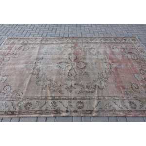 Tapis turc vintage de 5.9x9.7 pieds, rose beige, patchwork, tapis plat en laine tissée pour décorations de salon, support en latex de 4m de largeur - Product Image 3