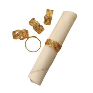 Vente en gros de ronds de serviette dorés de luxe porte-serviettes attrayants anneaux de serviette rond en or de table pour la fête de mariage - Product Image 1