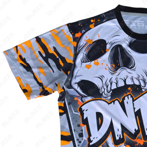 Wholesale Men's Softball Jerseys 3D Skull Printed Silk Screen Printing Worsted <b>Fabric</b> Quick Dry Plus Size Hip Hop Style T-Shirts - Product Image 6