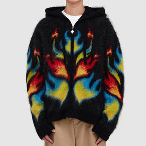 Wholesale Price Mohair Hoodie Custom Print Embroidery Logo Mohair Knit <b>Sweater</b> Manufacture <b>Men's</b> <b>Sweaters</b> Long Sleeve Mohair - Product Image 3