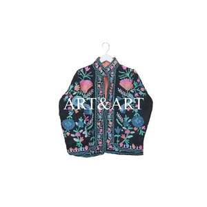 Chaqueta Acolchada Vintage, Cosida a Mano, 100% Algodón, Bordado Floral Suzani, Ecológica, Se Acepta Personalización de Logotipo, Mangas Completas - Product Image 1