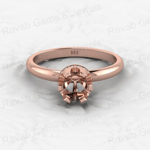 Genuine High Quality Solid 925 Sterling Silver Solitaire Semi Mount Prong Setting <b>Ring</b> Customizable <b>for</b> <b>Ashes</b> Resin Jewelry - Product Image 6