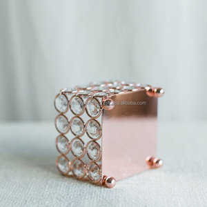 Portavelas de cristal para boda con candelita votiva cuadrada iluminada en plata, ORO y ORO Rosa-3,25 "W X 3,25" L X 2,5 "H - Product Image 6