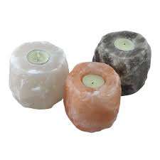 Bougeoir de lumière de thé de sel de cristal naturel de l'Himalaya blanc pakistanais 1 Kg bougie de forme naturelle - Product Image 2