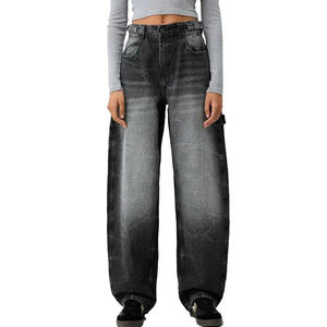 Pantalones vaqueros de pierna ancha Boyfriend 2025, pantalones vaqueros para mujer, MOQ bajo, pantalones vaqueros rectos de cintura media para mujer, pantalones vaqueros para mujer - Product Image 1