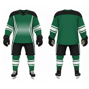 Uniforme de hockey sur glace sur mesure à la vente chaude pour hommes Vert forêt avec design de bande blanche Kit d'équipe professionnel en sublimation complète - Product Image 3
