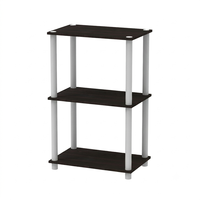 Étagère de rangement ouverte multifonctionnelle moderne 3 niveaux en bois, table de chevet compacte, console organisatrice Wengé Espresso foncé
