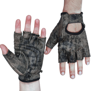 Fingerless Leather Motorcycle Gloves Vintage Distressed Customized Color Breathable Winter Protective Riding Driving Auto Racing - Product Image 2