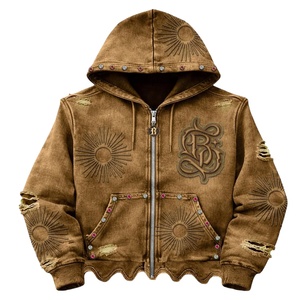 Fabrication sur mesure, molleton 100% coton, poids lourd, strass, vintage, hiver, surdimensionné, streetwear, délavé au soleil, unisexe - Product Image 1