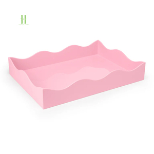 Bandeja de servicio de laca festoneada Rosa Suave elegante bandeja rectangular bandeja de laca festoneada Bohemia diseño personalizado y logotipo en Vietnam - Product Image 6