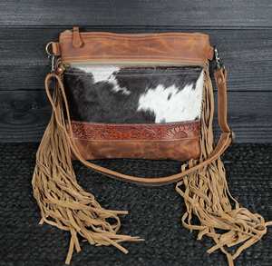 Antique Piece Looking Casual Shopping Women Sling Bag Western Fringe <b>Purses</b> with Embossed Leather Detail Crossbody Sling Bag <b>Set</b> - Product Image 4