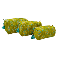 Pochette à fermeture éclair pas cher de haute qualité Ensemble de pochettes de maquillage matelassées à fleurs vert olive-Boho Chic & Durable