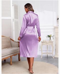 Ekouaer Robes en satin pour femmes avec manches longues doux léger vêtements de nuit pleine longueur demoiselle d'honneur mariage fête peignoir - Product Image 5