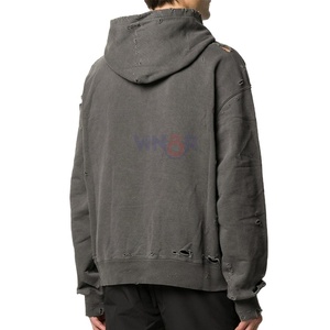 เสื้อฮู้ดดี้โอเวอร์ไซส์แบบยูนิเซ็กซ์ ผ้าคอตตอน 100% ปักลายแบบดิสเทรส พิมพ์ลายสกรีน แขนเสื้อแบบมีฮู้ด - Product Image 3