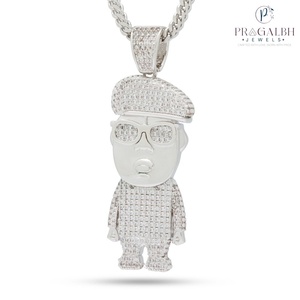 Biggie สร้อยคอจี้สเวตเตอร์ประดับเพชร CZ ชุบทองจี้ตัวการ์ตูนเครื่องประดับแร็ปเปอร์สำหรับผู้ชาย - Product Image 3