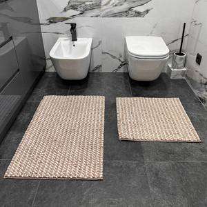 Alfombra de Baño de Microfibra Chenille Beige Melody, Antideslizante, Suave, 50x50 cm - Product Image 6