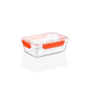 Conteneur alimentaire rectangulaire en PP de 900 ml, hermétique, durable, avec couvercle à verrouillage coloré, compatible micro-ondes, empilable, pour le stockage des repas dans la cuisine - Product Image 4